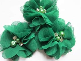 img 3 attached to 🌸 YYCRAFT Pack of 20 Chiffon 2" Flower Rhinestone Pearl Craft Embellishments - Emerald Green
