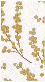 img 1 attached to 🌟 Caspari Berry Branches Paper Guest Towel Napkins in White &amp; Gold - 30-Pack Bundle for Classy Events