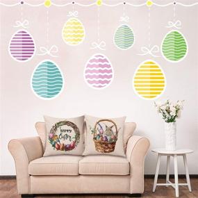 img 1 attached to 🐇 Whaline Easter Pillow Case Set: Adorable Rabbit Bunnies with Eggs, Canvas Throw Cushion Cover for Spring Season Decoration (18" x 18")