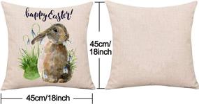 img 3 attached to 🐇 Whaline Easter Pillow Case Set: Adorable Rabbit Bunnies with Eggs, Canvas Throw Cushion Cover for Spring Season Decoration (18" x 18")