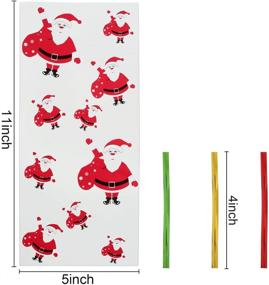 img 3 attached to 🎅 Boao 100-pc Christmas Cellophane Goodie Bags with Santa Claus Design & 150 Twist Ties - Ideal for Christmas Party Supplies