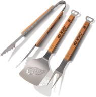 🔥 nhl 3-piece classic series bbq grill set: 18" stainless steel sportula (spatula), fork & tongs + 2 bottle openers by youthefan logo