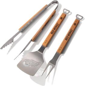 img 4 attached to 🔥 NHL 3-Piece Classic Series BBQ Grill Set: 18" Stainless Steel Sportula (Spatula), Fork & Tongs + 2 Bottle Openers by YouTheFan