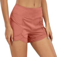 eoulawey women running shorts: stylish & convenient zipper pockets, quick-dry, high waist - perfect for gym, yoga, and workouts logo
