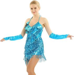 img 4 attached to Inlzdz Sparkling Ballroom Asymmetric Dancewear Sports & Fitness