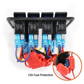 img 2 attached to 🔧 FXC Waterproof Marine Boat Rocker Switch Panel Gang with Dual USB Slot Socket + Cigarette Lighter LED Light for Car Rv Vehicles Truck (4 New Blue 2019)" - Enhanced for SEO: "FXC Waterproof Marine Boat Rocker Switch Panel Gang with Dual USB Slot Socket + Cigarette Lighter LED Light for Car RV Trucks (4 New Blue 2019)
