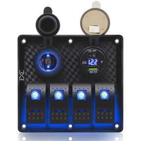 img 4 attached to 🔧 FXC Waterproof Marine Boat Rocker Switch Panel Gang with Dual USB Slot Socket + Cigarette Lighter LED Light for Car Rv Vehicles Truck (4 New Blue 2019)" - Enhanced for SEO: "FXC Waterproof Marine Boat Rocker Switch Panel Gang with Dual USB Slot Socket + Cigarette Lighter LED Light for Car RV Trucks (4 New Blue 2019)