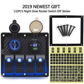 img 1 attached to 🔧 FXC Waterproof Marine Boat Rocker Switch Panel Gang with Dual USB Slot Socket + Cigarette Lighter LED Light for Car Rv Vehicles Truck (4 New Blue 2019)" - Enhanced for SEO: "FXC Waterproof Marine Boat Rocker Switch Panel Gang with Dual USB Slot Socket + Cigarette Lighter LED Light for Car RV Trucks (4 New Blue 2019)
