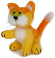 🐱 durable dimensions yellow cat felt animals needle felting kit, 3'' x 2.5'' - create adorable diy cat figures logo