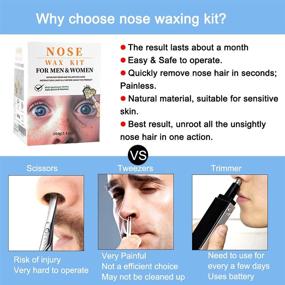 img 3 attached to 👃 Nose Wax Kit for Men Women: Easy and Mess-Free Hair Removal, Includes Hard Wax Beads, Applicators, Cups, Moustache Protectors & Measuring Cup