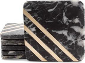 img 4 attached to 🍷 Cork Mill Marble Coasters: Stylish Drink Protectants for Every Occasion