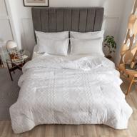 🛏️ geilioo tufted comforter sets: boho chic embroidered bedding for all seasons - twin size, white logo