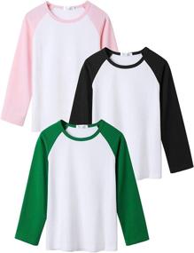 img 4 attached to 👕 Arshiner детская футболка с длинным рукавом в стиле Raglan, набор из 3 штук - Бейсболка для мальчиков и девочек