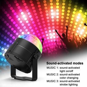 img 2 attached to 🎉 Sound Activated Party Lights: RBG Disco Ball Lamps with Remote Control - 7 Modes Dance Light for Home Dance Parties, Birthdays, Bars, Karaoke, Xmas, Weddings, Shows & Clubs