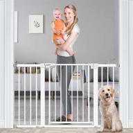 🚪 ronbei 51.5" auto close safety baby gate for doorways and stairs - extra wide child gate for kids and pets - heavy duty metal walk through door - white logo