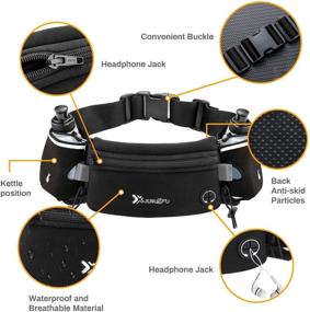 img 3 attached to 🏃 Ultimate Hydration Running Belt with Water Bottles: Waterproof Waist Pack Bag for Marathon, Hiking, & Cycling - Black