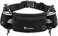 🏃 ultimate hydration running belt with water bottles: waterproof waist pack bag for marathon, hiking, & cycling - black logo