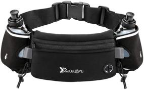 img 4 attached to 🏃 Ultimate Hydration Running Belt with Water Bottles: Waterproof Waist Pack Bag for Marathon, Hiking, & Cycling - Black