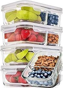 img 2 attached to 🍱 Prep Naturals 2 Compartment Glass Meal Prep Containers - 5 Pack, 29 oz Glass Food Storage with Lids