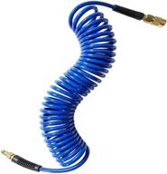 🔵 sanfu polyurethane recoil air compressor hose 1/4" x 25', dark blue - with bend restrictor, brass quick coupler and plug, 1/4” mnpt fittings logo