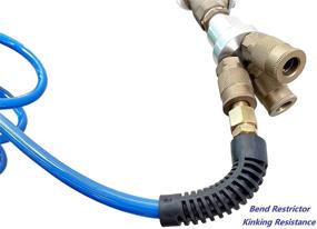 img 1 attached to 🔵 SANFU Polyurethane Recoil Air Compressor Hose 1/4" x 25', Dark Blue - with Bend Restrictor, Brass Quick Coupler and Plug, 1/4” MNPT Fittings