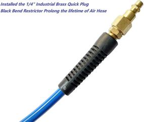 img 2 attached to 🔵 SANFU Polyurethane Recoil Air Compressor Hose 1/4" x 25', Dark Blue - with Bend Restrictor, Brass Quick Coupler and Plug, 1/4” MNPT Fittings