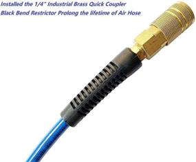 img 3 attached to 🔵 SANFU Polyurethane Recoil Air Compressor Hose 1/4" x 25', Dark Blue - with Bend Restrictor, Brass Quick Coupler and Plug, 1/4” MNPT Fittings