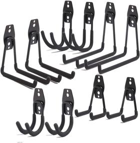img 4 attached to 🔧 NETWAL Garage Hooks 10 Pack: Heavy Duty Wall Mount Steel Hook for Organizing Power Tools, Ladders, Bicycles, Garden - Black Storage Organizer