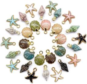 img 4 attached to Exquisite 30 Pcs Ocean Starfish Conch Seashell Enamel Charms Pendants for Stunning DIY Jewelry Making - AUEAR