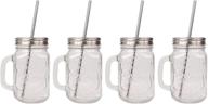 cupvanna mason jar mugs - 16oz with 🍹 stainless steel lids, straws & cleaning brush (4 sets) logo