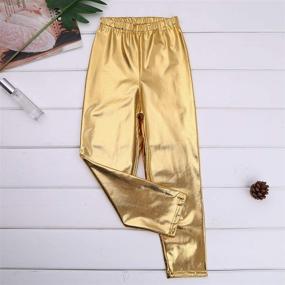 img 1 attached to 💫 Stylish and Shimmering: YOOJIA Metallic Length Workout Leggings for Girls' Clothing