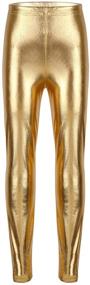 img 4 attached to 💫 Stylish and Shimmering: YOOJIA Metallic Length Workout Leggings for Girls' Clothing