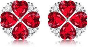 img 4 attached to Sllaiss 925 Sterling Silver Crystal Clover Earrings 12MM Red Four-Petal Flower Stud Earrings: Sparkling Austria Red Crystals Hypoallergenic Jewelry for Birthday & Anniversary