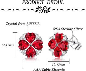 img 3 attached to Sllaiss 925 Sterling Silver Crystal Clover Earrings 12MM Red Four-Petal Flower Stud Earrings: Sparkling Austria Red Crystals Hypoallergenic Jewelry for Birthday & Anniversary