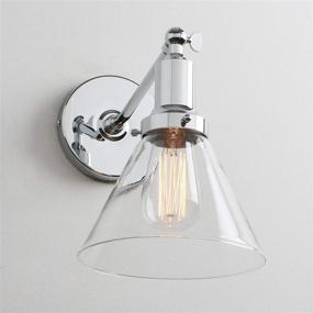 img 2 attached to Permo Industrial Vintage Slope Pole Wall Mount Single Sconce With Funnel Flared Clear Glass Shade Wall Sconce Light Lamp Fixture (Chrome)