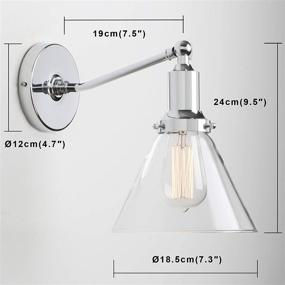 img 3 attached to Permo Industrial Vintage Slope Pole Wall Mount Single Sconce With Funnel Flared Clear Glass Shade Wall Sconce Light Lamp Fixture (Chrome)