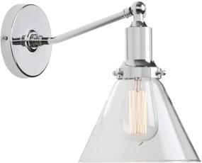 img 4 attached to Permo Industrial Vintage Slope Pole Wall Mount Single Sconce With Funnel Flared Clear Glass Shade Wall Sconce Light Lamp Fixture (Chrome)