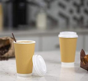 img 2 attached to 🔥 Pack of 50 Insulated Ripple Paper Hot Coffee Cups With Lids - 16 oz.