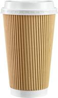 🔥 pack of 50 insulated ripple paper hot coffee cups with lids - 16 oz. logo