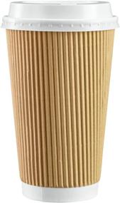 img 4 attached to 🔥 Pack of 50 Insulated Ripple Paper Hot Coffee Cups With Lids - 16 oz.