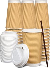 img 3 attached to 🔥 Pack of 50 Insulated Ripple Paper Hot Coffee Cups With Lids - 16 oz.