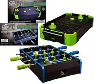 🎮 мини-игровой набор "deluxe wooden mini tabletop neon air hockey & foosball" от matty's toy stop - 2 штуки, в комплекте с дополнительными шайбами и мячами для продолжительных игр! логотип