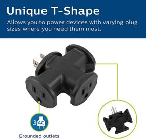 img 3 attached to Philips SPS1630L/37 T-Shaped Adapter: 3-Outlet Power Extender, Indoor/Outdoor, Heavy Duty, Black
