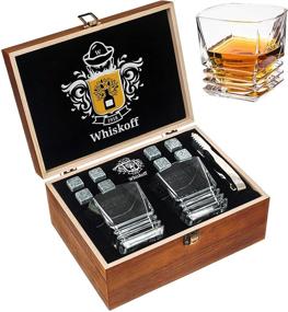 img 4 attached to Whiskey Stones Gift Set - Heavy Base Glasses for Bourbon Enthusiast - Whisky Rocks Chilling Stones in Wooden Gift Box - Bourbon Gift Set for Him - Ideal for Birthday, Anniversary, Father's Day