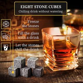 img 3 attached to Whiskey Stones Gift Set - Heavy Base Glasses for Bourbon Enthusiast - Whisky Rocks Chilling Stones in Wooden Gift Box - Bourbon Gift Set for Him - Ideal for Birthday, Anniversary, Father's Day