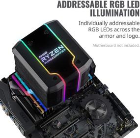 img 3 attached to Высокопроизводительный воздушный охладитель ЦПУ: Cooler Master AMD Wraith Ripper для ThreadRipper TR4 с подсветкой логотипа ARGB Threadripper, 7 тепловых трубок, двухбашенным радиатором и воздушным направляющим Wraith Armor.