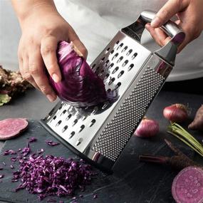 img 1 attached to Premium Spring Chef Box Grater: Stainless Steel with 4 Sides 🧀 - Ideal for Parmesan Cheese, Vegetables, Ginger - Large Size, Top Quality