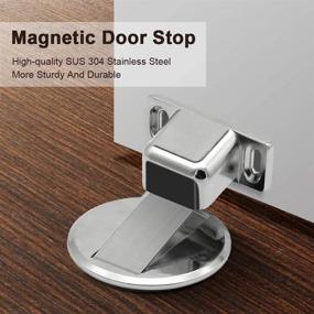 img 3 attached to 🚪 2 Pack Self-Adhesive Magnetic Door Stop Latch Holder - Floor Mount Doorstop Catch with Hardware Screws for Enhanced Security – No Drill Silver Steel Door Stops, Perfect for Improved Safety