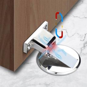 img 4 attached to 🚪 2 Pack Self-Adhesive Magnetic Door Stop Latch Holder - Floor Mount Doorstop Catch with Hardware Screws for Enhanced Security – No Drill Silver Steel Door Stops, Perfect for Improved Safety