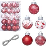 🎄 shatterproof red christmas ball ornament set - lessmo 30pcs clear plastic hanging baubles for xmas tree decorations and holiday parties logo